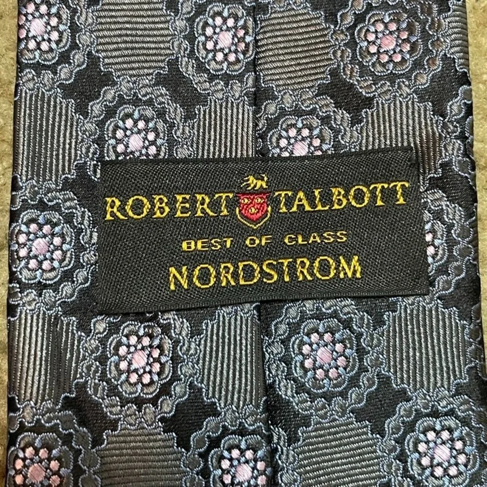 Robert Talbott Best of Class Nordstrom Tie Gray Blue Pink Geometric Silk USA 3.5